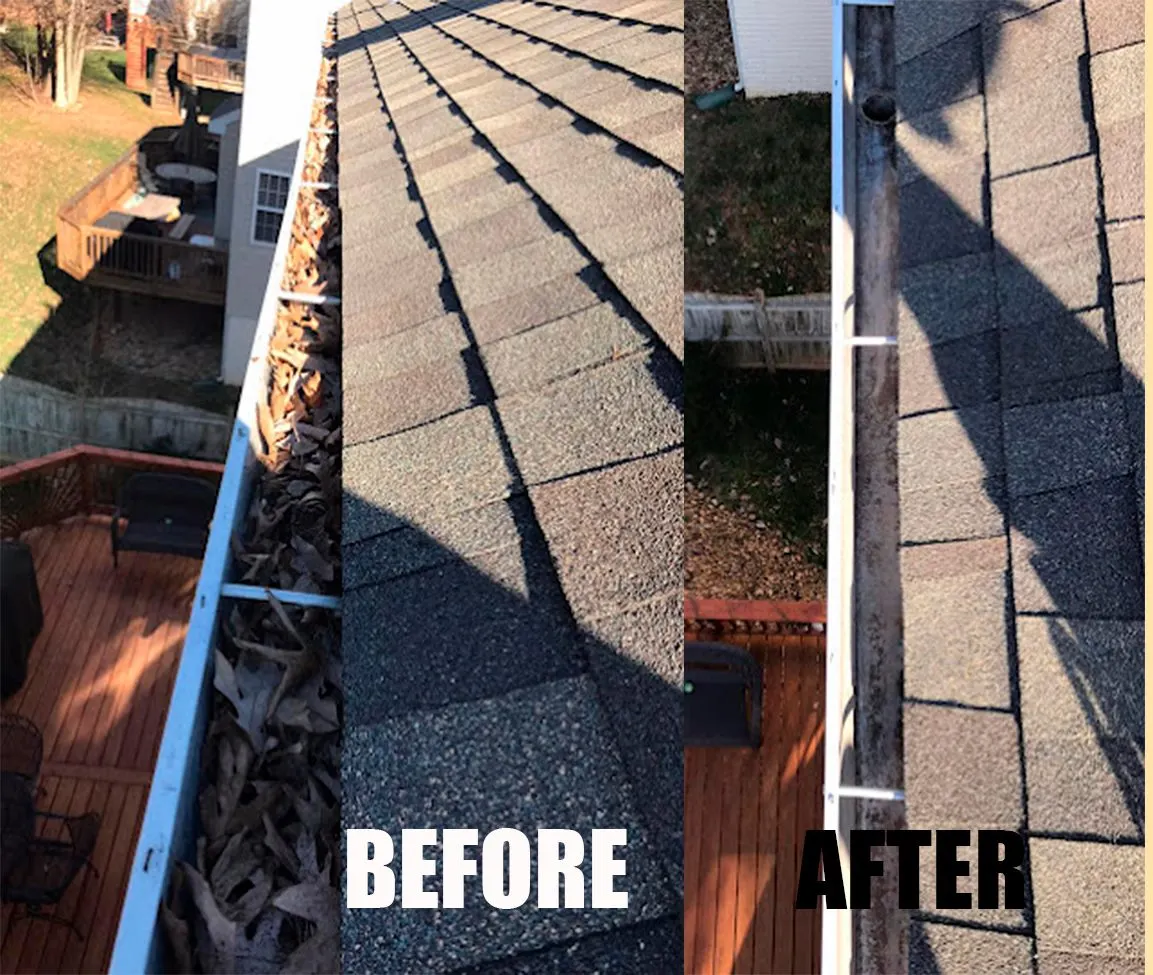 Gutter debris before cleaning service