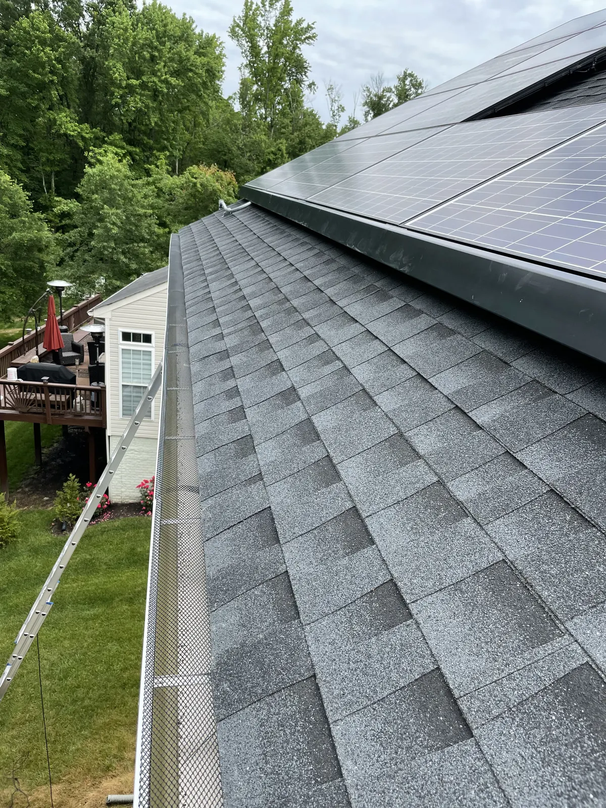 Residential gutter repair close-up
