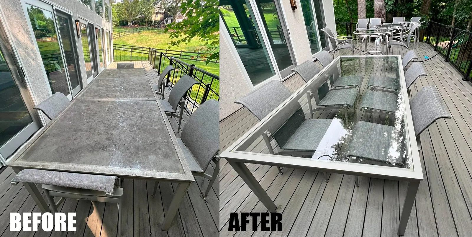 Before and after power washing results